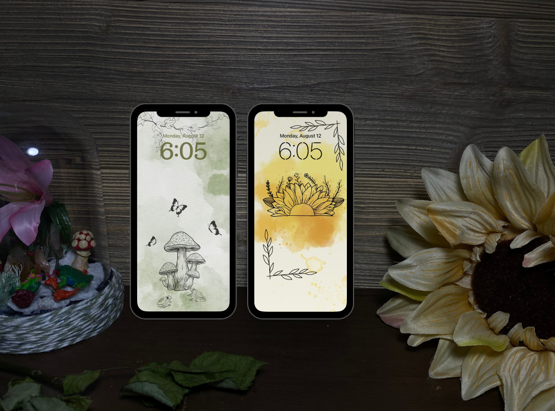 Mushroom and Flower Phone Wallpaper Pack